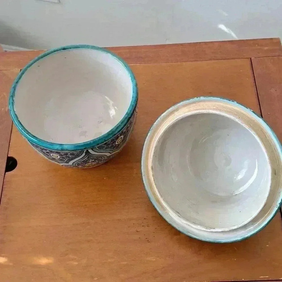 Bowl LIDDED MOORISH HAND MADE DECORATIVE COLLECTIBLE VINTAGE - Picture 4 of 7